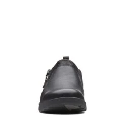 Clarks Un Adorn Zip Black Leather Slip-On 11 Clarks Un Adorn Zip Black Leather Slip-On -Walking On A Cloud 26137017 3