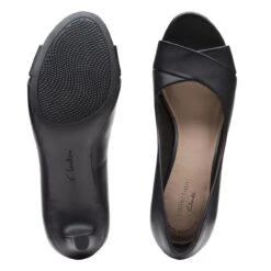 Clarks Alice Fern Black Leather Open-Toe Pump -Walking On A Cloud 26149494 7