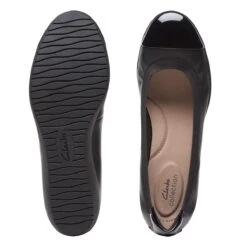 Clarks Elin Palm Black Leather Wedge Heel -Walking On A Cloud 26149580 7