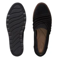 Clarks Sharon Villa Black Suede Wedge Loafer -Walking On A Cloud 26153283 7