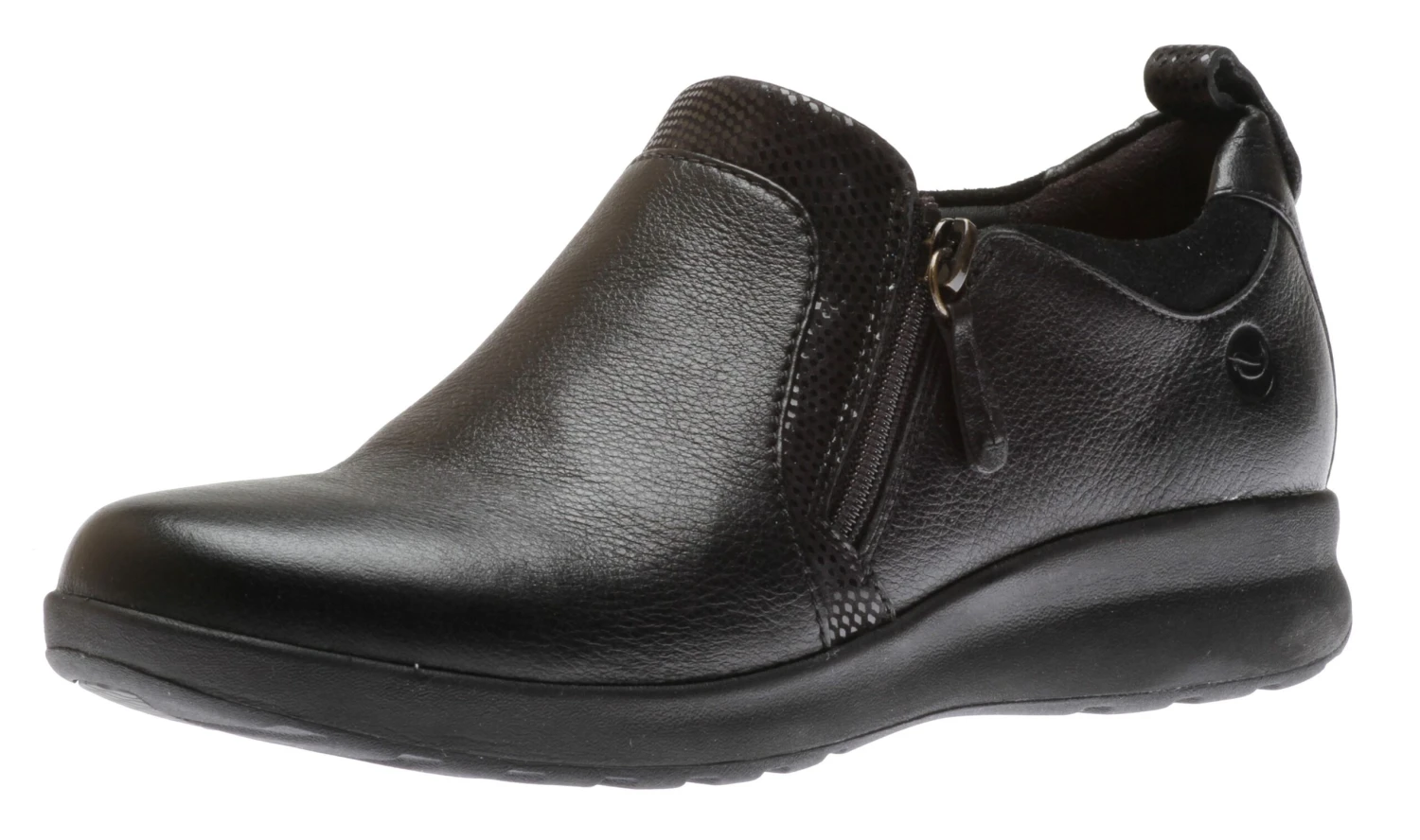 Clarks Un Adorn Zip Black Leather Slip-On 3 Clarks Un Adorn Zip Black Leather Slip-On