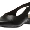 Clarks Juliet Pull Black Leather Slingback Heel -Walking On A Cloud CLAJULIETP01