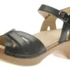 Dansko Season Black Leather Sandal -Walking On A Cloud DANSEASON01