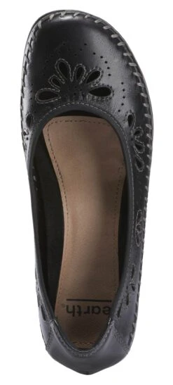 Alder Azza Black Perforated Leather Ballet Flat -Walking On A Cloud EARAZZA01b
