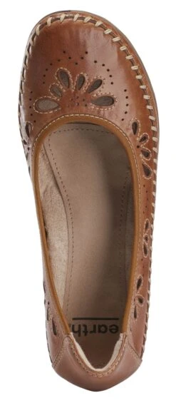 Alder Azza Sand Brown Perforated Leather Ballet Flat -Walking On A Cloud EARAZZA02b