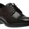 ECCO Lisbon Black Leather Lace-Up Plain Toe Dress Shoe