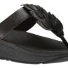 Fino Black Leather Thong Sandal -Walking On A Cloud FITFINOLEAF01