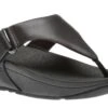 Sarna Black Leather Thong Sandal -Walking On A Cloud FITSARNA01