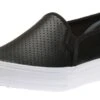 Keds Double Decker Black Perforated Leather Slip-On Sneaker -Walking On A Cloud KEDDOUBLEDP01