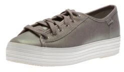 Keds Triple Kick Grey Iridescent Leather Lace-Up Platform Sneaker -Walking On A Cloud KEDTRIPLEKI05 1