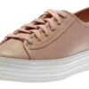 Keds Triple Kick Peach Iridescent Leather Lace-Up Platform Tennis Sneaker -Walking On A Cloud KEDTRIPLEKI13