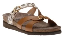 Mephisto Hannel Copacabana Camel Waxy Leather Slide Sandal