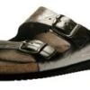 Mephisto Harmony Metallic Grey Leather Crinkle Slide Sandal 1 Mephisto Harmony Metallic Grey Leather Crinkle Slide Sandal -Walking On A Cloud MEPHARMONY05