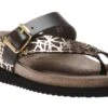 Mephisto Helen Mix Black Gold Graphic Leather Thong Sandal -Walking On A Cloud MEPHELENMIX001