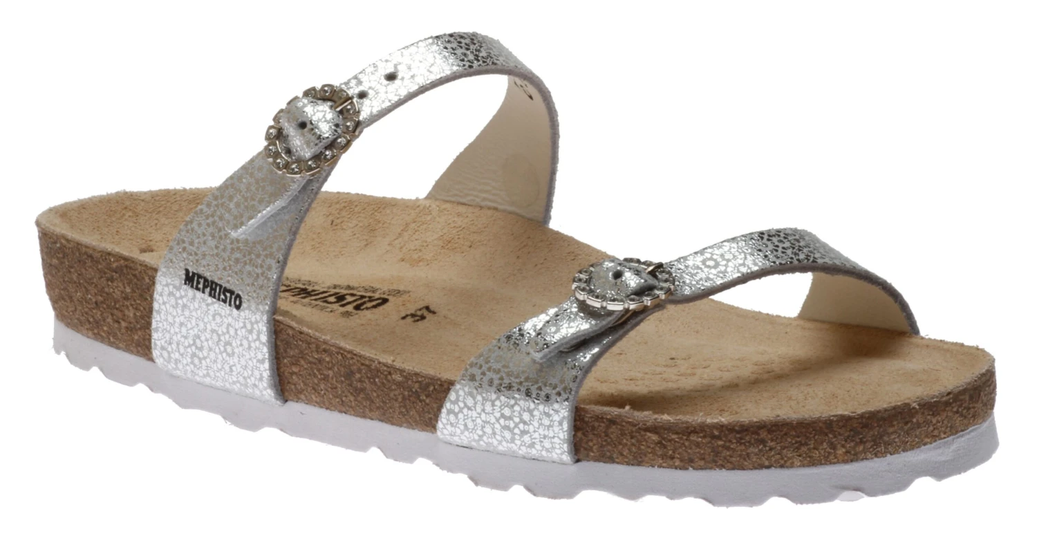 Mephisto Norie Silver Fiori Crystal Embellished Buckle Slide Sandal 3 Mephisto Norie Silver Fiori Crystal Embellished Buckle Slide Sandal
