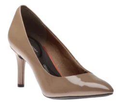 Rockport Total Motion 75mm Warm Taupe Patent Pointed Toe Heel