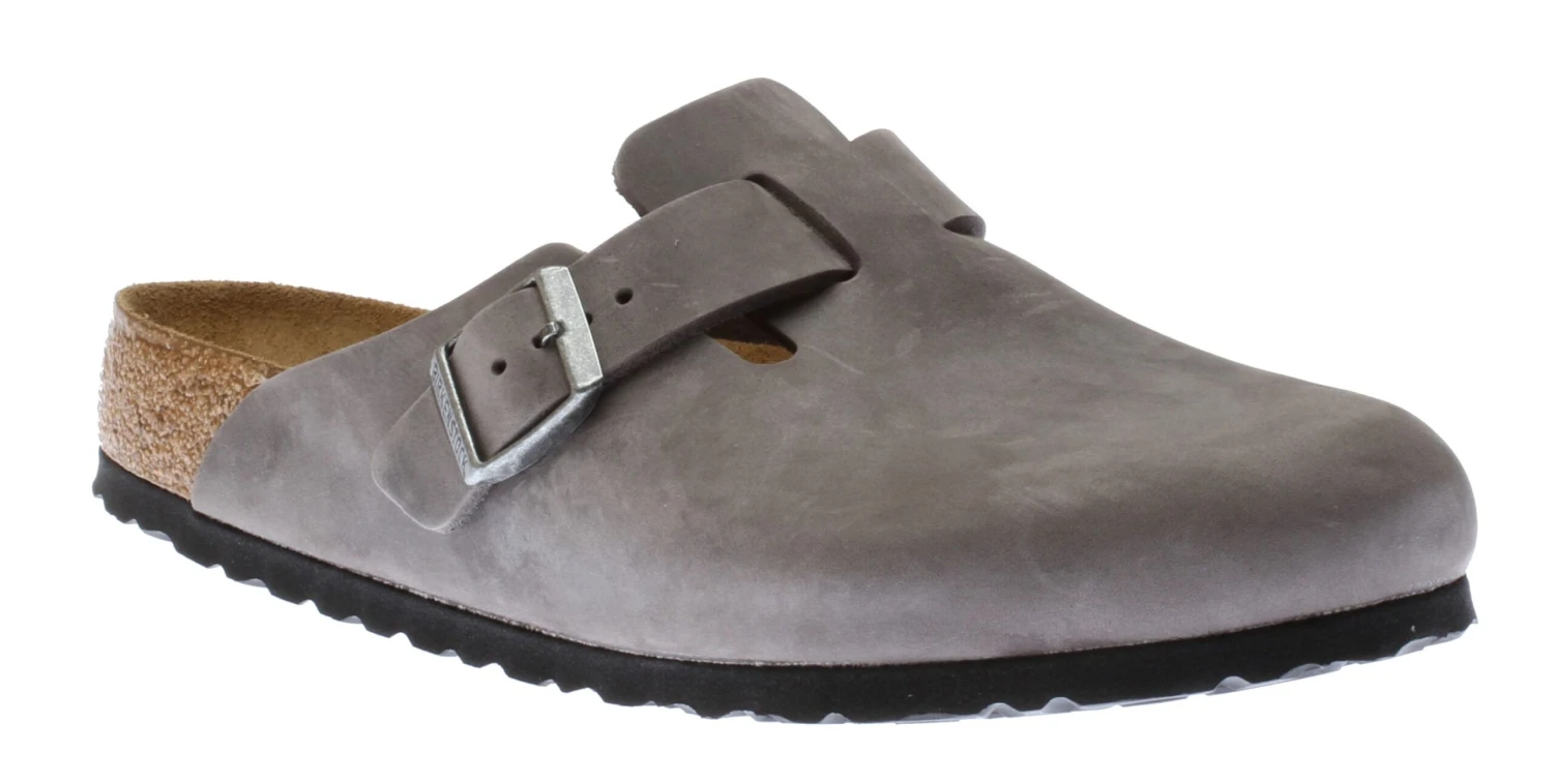 Birkenstock Boston Iron Grey Oiled Leather Clog