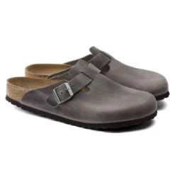 Birkenstock Boston Iron Grey Oiled Leather Clog -Walking On A Cloud birbostonsfb05c