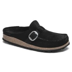 Birkenstock Buckley Black Suede Leather Clog -Walking On A Cloud birbuckley001c