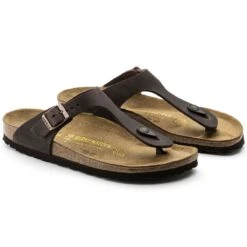 Birkenstock Gizeh Habana Brown Oiled Leather Thong Sandal -Walking On A Cloud birgizeh02c