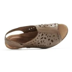 Abbott High Vamp Khaki Slingback Sandal -Walking On A Cloud cbd37kh t