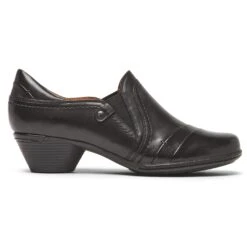 Laurel Slip-On Black Leather Low Heel -Walking On A Cloud coblaurelso01d