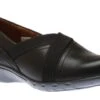 Penfield Envelope Black Leather Slip-On Flat