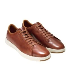 Cole Haan GrandPrø Brown Leather Lace-Up Tennis Sneaker -Walking On A Cloud coltennis06e