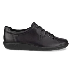 ECCO Soft 2.0 Black Leather Black Sole Lace-Up Sneaker -Walking On A Cloud ecc20650301f