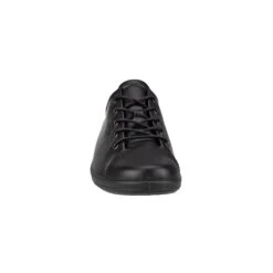 ECCO Soft 2.0 Black Leather Black Sole Lace-Up Sneaker -Walking On A Cloud ecc20650301g