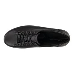 ECCO Soft 2.0 Black Leather Black Sole Lace-Up Sneaker -Walking On A Cloud ecc20650301j