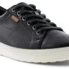 ECCO Women's Soft 7 Black Leather Lace-Up Sneaker -Walking On A Cloud ecc43000301