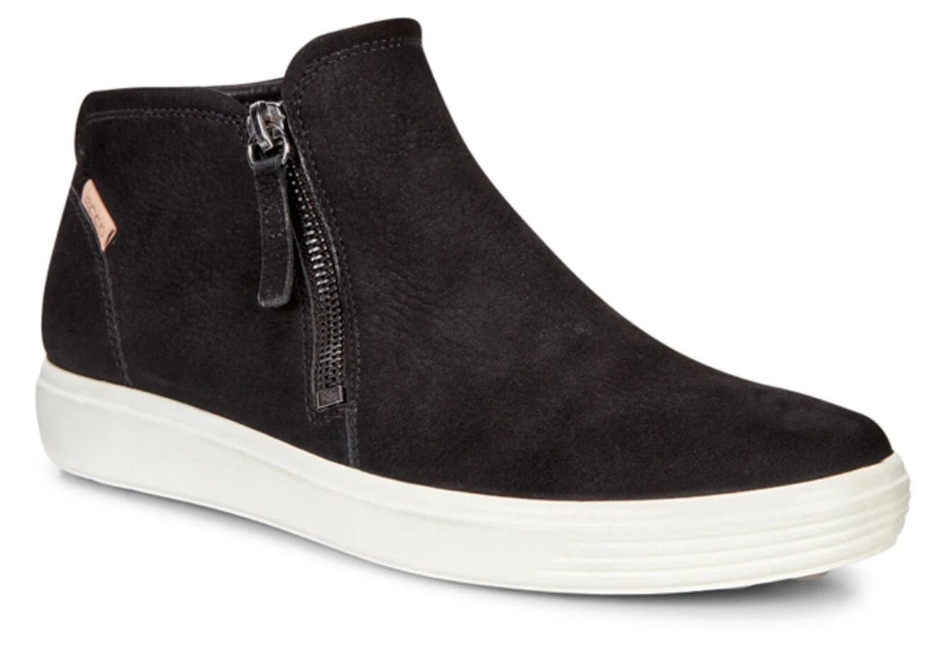 ECCO Soft 7 Black Leather White Sole Zip Low Ankle Bootie 3 ECCO Soft 7 Black Leather White Sole Zip Low Ankle Bootie