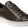 ECCO Men's Soft 7 Titanium Grey Leather Lace-Up Sneaker -Walking On A Cloud ecc47036405