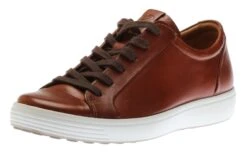 ECCO Men's Soft 7 Cognac Brown Leather Lace-Up Sneaker