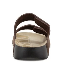 ECCO Men's 2nd Cozmo Mocha Brown Leather Double Strap Slide Sandal -Walking On A Cloud ecc50090402c