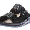 Finn Comfort Cayman Black Leather Adjustable Slide Sandal -Walking On A Cloud fincayman01