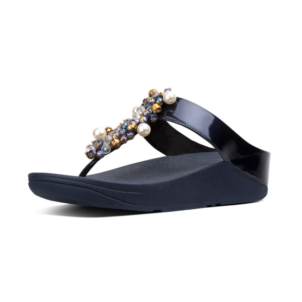 Deco Midnight Navy Pearlized Faux Leather Thong Sandal 3 Deco Midnight Navy Pearlized Faux Leather Thong Sandal