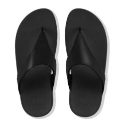 Lulu Black Leather Thong Sandal -Walking On A Cloud fitlulult01d
