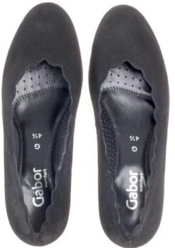 Gabor 02.211.47 Black Suede Leather Scalloped Block Heel -Walking On A Cloud gab32 211 47c