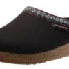 Haflinger Grizzly Franzl Black Wool Patterned Trim Felt Clog