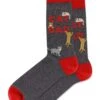 Hotsox Men's Cat Dad Charcoal Crew Socks -Walking On A Cloud hotcatdad