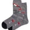 Hotsox Women's Wine Down Charcoal Crew Socks 2 Hotsox Women's Wine Down Charcoal Crew Socks -Walking On A Cloud hotwinedown