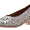 Rashida Metallic Perforated Leather Low Heel Pump