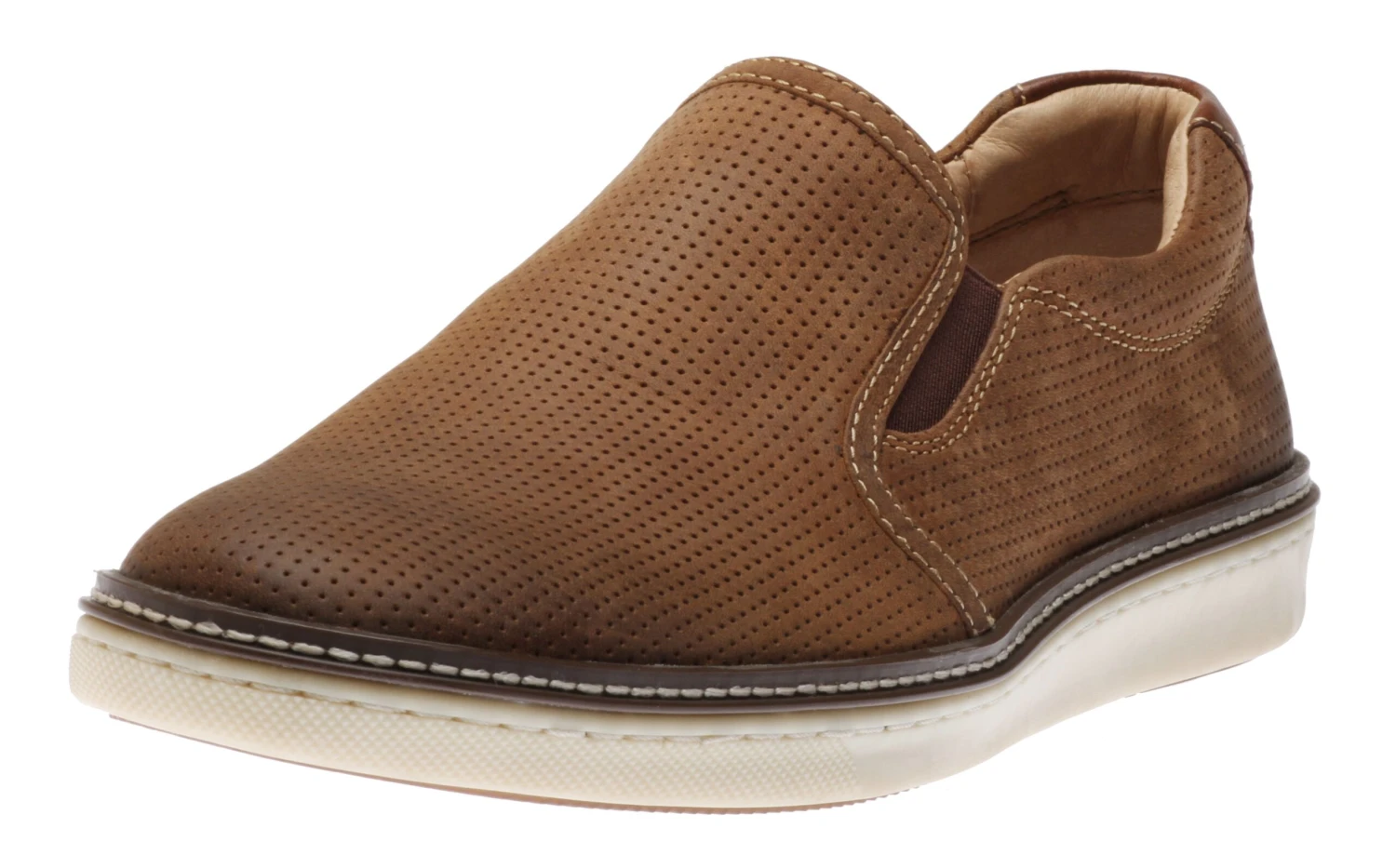 McGuffey Perforated Tan Brown Leather Slip-On Sneaker 3 McGuffey Perforated Tan Brown Leather Slip-On Sneaker