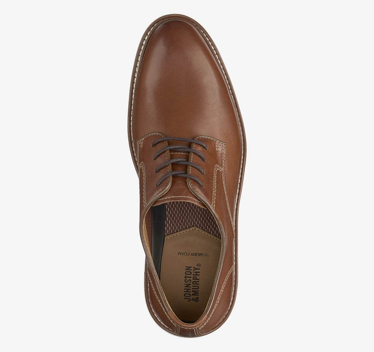 Upton Tan Brown Leather Plain Toe Derby Dress Shoe 5 Upton Tan Brown Leather Plain Toe Derby Dress Shoe - Image 3