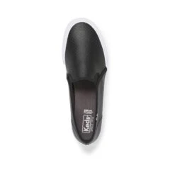Keds Double Decker Black Perforated Leather Slip-On Sneaker -Walking On A Cloud keddoubledp01b