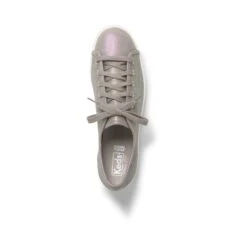Keds Triple Kick Grey Iridescent Leather Lace-Up Platform Sneaker -Walking On A Cloud kedtripleki05b