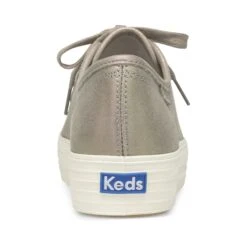 Keds Triple Kick Grey Iridescent Leather Lace-Up Platform Sneaker -Walking On A Cloud kedtripleki05c