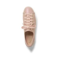 Keds Triple Kick Peach Iridescent Leather Lace-Up Platform Tennis Sneaker -Walking On A Cloud kedtripleki13b